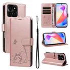 For Honor X6c / X6b / X6a / X5b Adorable Cat Embossed Pattern Flip Leather Phone Case(Rose Gold) - 1