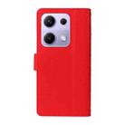 For Xiaomi Poco M6 Pro 4G Global Three Card Slot Diamond Grid  Leather Phone Case with Long / Short Straps(Red) - 3