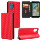For Nokia C02 Cubic Grid Texture Flip Leather Phone Case(Red) - 1