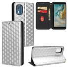 For Nokia C02 Cubic Grid Texture Flip Leather Phone Case(Silver) - 1