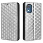 For Nokia C02 Cubic Grid Texture Flip Leather Phone Case(Silver) - 2