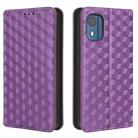 For Nokia C02 Cubic Grid Texture Flip Leather Phone Case(Purple) - 2