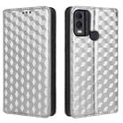 For Nokia C22 Cubic Grid Texture Flip Leather Phone Case(Silver) - 2