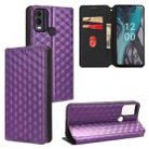 For Nokia C22 Cubic Grid Texture Flip Leather Phone Case(Purple) - 1