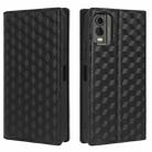 For Nokia C32 Cubic Grid Texture Flip Leather Phone Case(Black) - 2