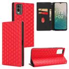 For Nokia C32 Cubic Grid Texture Flip Leather Phone Case(Red) - 1