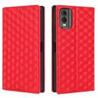 For Nokia C32 Cubic Grid Texture Flip Leather Phone Case(Red) - 2