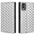For Nokia C32 Cubic Grid Texture Flip Leather Phone Case(Silver) - 2