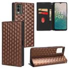 For Nokia C32 Cubic Grid Texture Flip Leather Phone Case(Brown) - 1