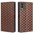 For Nokia C32 Cubic Grid Texture Flip Leather Phone Case(Brown) - 2