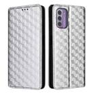 For Nokia C300 Cubic Grid Texture Flip Leather Phone Case(Silver) - 2