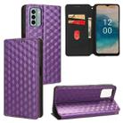 For Nokia G22 Cubic Grid Texture Flip Leather Phone Case(Purple) - 1