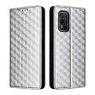 For Nokia XR21 Cubic Grid Texture Flip Leather Phone Case(Silver) - 2