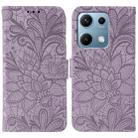 For Redmi Note 14S 4G Global Lace Flower Embossing Flip Leather Phone Case(Purple) - 1