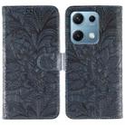 For Redmi Note 14S 4G Global Lace Flower Embossing Flip Leather Phone Case(Dark Blue) - 1