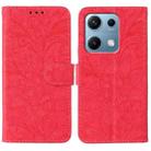 For Redmi Note 14S 4G Global Lace Flower Embossing Flip Leather Phone Case(Red) - 1