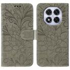 For Redmi Note 14 Pro 4G Global Lace Flower Embossing Flip Leather Phone Case(Grey) - 1
