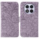 For Redmi Note 14 Pro 4G Global Lace Flower Embossing Flip Leather Phone Case(Purple) - 1