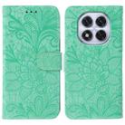 For Redmi Note 14 Pro 4G Global Lace Flower Embossing Flip Leather Phone Case(Green) - 1