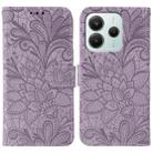 For Redmi Note 14 4G 164.84mm EU Lace Flower Embossing Flip Leather Phone Case(Purple) - 1