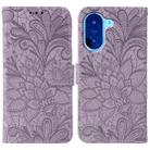 For Redmi A5 4G 173.3mm Lace Flower Embossing Flip Leather Phone Case(Purple) - 1