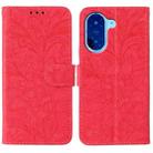 For Redmi A5 4G 173.3mm Lace Flower Embossing Flip Leather Phone Case(Red) - 1