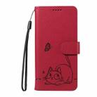 For Xiaomi Poco M6 Pro 4G Global Adorable Cat Embossed Pattern Flip Leather Phone Case(Red) - 2