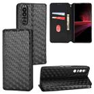 For Sony Xperia 1 III Cubic Grid Texture Flip Leather Phone Case(Black) - 1