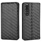 For Sony Xperia 1 III Cubic Grid Texture Flip Leather Phone Case(Black) - 2