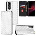 For Sony Xperia 1 III Cubic Grid Texture Flip Leather Phone Case(Silver) - 1