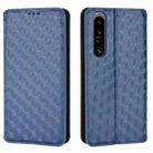For Sony Xperia 1 IV Cubic Grid Texture Flip Leather Phone Case(Blue) - 2