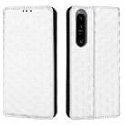 For Sony Xperia 1 IV Cubic Grid Texture Flip Leather Phone Case(Silver) - 2