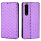 For Sony Xperia 1 IV Cubic Grid Texture Flip Leather Phone Case(Purple) - 2