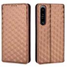 For Sony Xperia 1 IV Cubic Grid Texture Flip Leather Phone Case(Brown) - 2