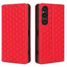 For Sony Xperia 1 V Cubic Grid Texture Flip Leather Phone Case(Red) - 2