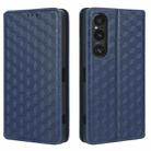 For Sony Xperia 1 V Cubic Grid Texture Flip Leather Phone Case(Blue) - 2