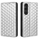 For Sony Xperia 1 V Cubic Grid Texture Flip Leather Phone Case(Silver) - 2