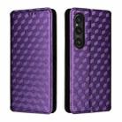 For Sony Xperia 1 VI Cubic Grid Texture Flip Leather Phone Case(Purple) - 2