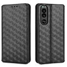For Sony Xperia 5 III Cubic Grid Texture Flip Leather Phone Case(Black) - 2
