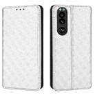 For Sony Xperia 5 III Cubic Grid Texture Flip Leather Phone Case(Silver) - 2