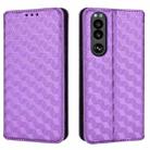 For Sony Xperia 5 III Cubic Grid Texture Flip Leather Phone Case(Purple) - 2