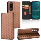 For Sony Xperia 5 III Cubic Grid Texture Flip Leather Phone Case(Brown) - 1