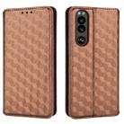For Sony Xperia 5 III Cubic Grid Texture Flip Leather Phone Case(Brown) - 2