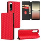 For Sony Xperia 5 IV Cubic Grid Texture Flip Leather Phone Case(Red) - 1