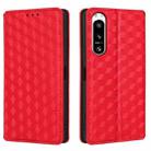 For Sony Xperia 5 IV Cubic Grid Texture Flip Leather Phone Case(Red) - 2