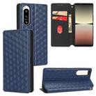 For Sony Xperia 5 IV Cubic Grid Texture Flip Leather Phone Case(Blue) - 1