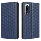 For Sony Xperia 5 IV Cubic Grid Texture Flip Leather Phone Case(Blue) - 2