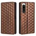 For Sony Xperia 5 IV Cubic Grid Texture Flip Leather Phone Case(Brown) - 2
