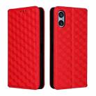 For Sony Xperia 5 V Cubic Grid Texture Flip Leather Phone Case(Red) - 2