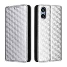 For Sony Xperia 5 V Cubic Grid Texture Flip Leather Phone Case(Silver) - 2
